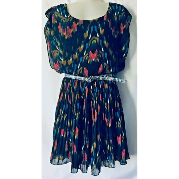 Jessica Simpson Women Dress Black Pleated Skirt Mini Lined Chiffon Size S - Picture 1 of 8